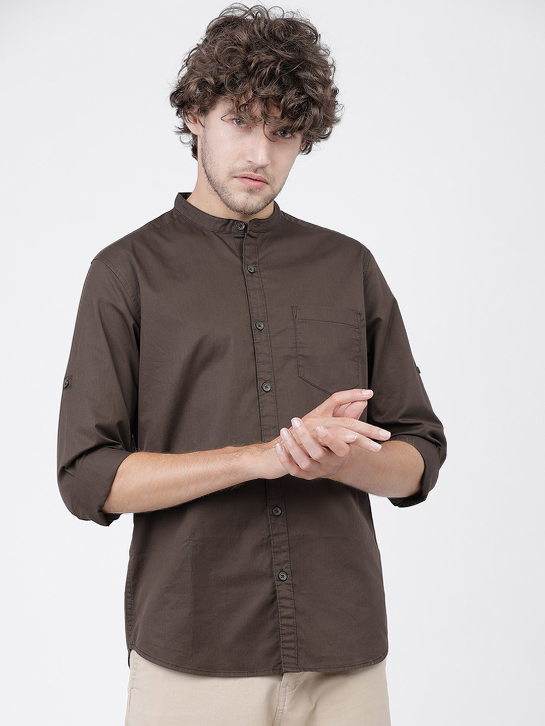 

LOCOMOTIVE Men Brown Slim Fit Casual Shirt