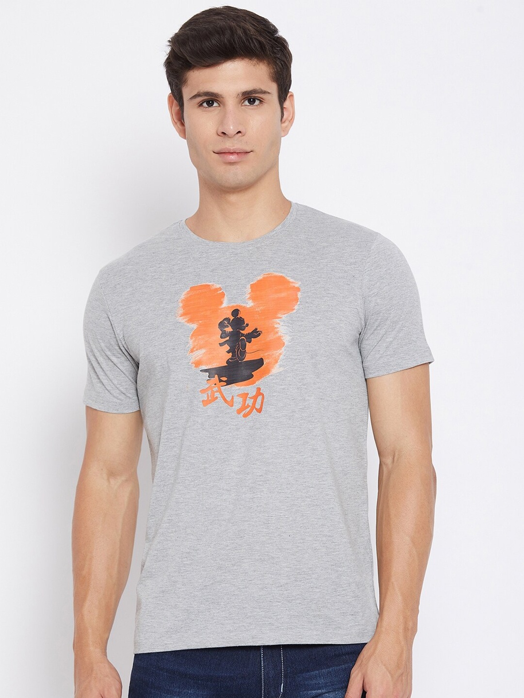 

Disney by Wear Your Mind Men Grey Printed Applique T-shirt