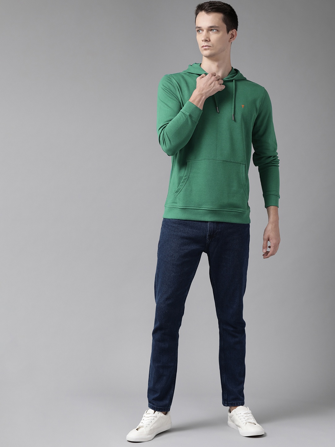 

Van Heusen Men Green Solid Hooded Sweatshirt