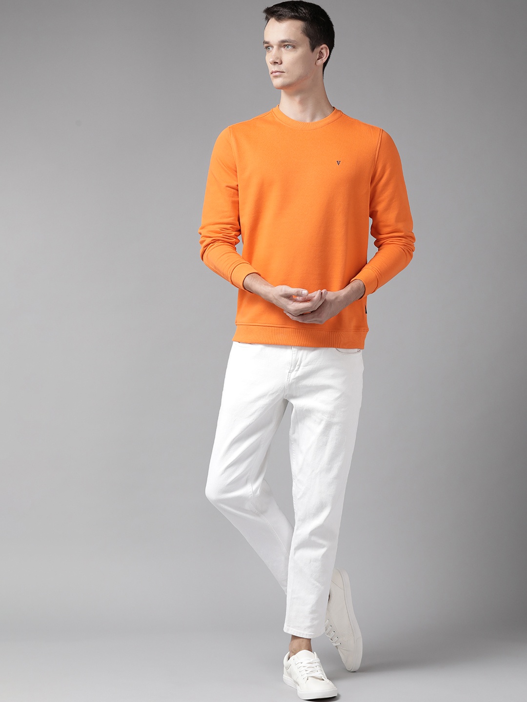 

Van Heusen Men Orange Solid Sweatshirt