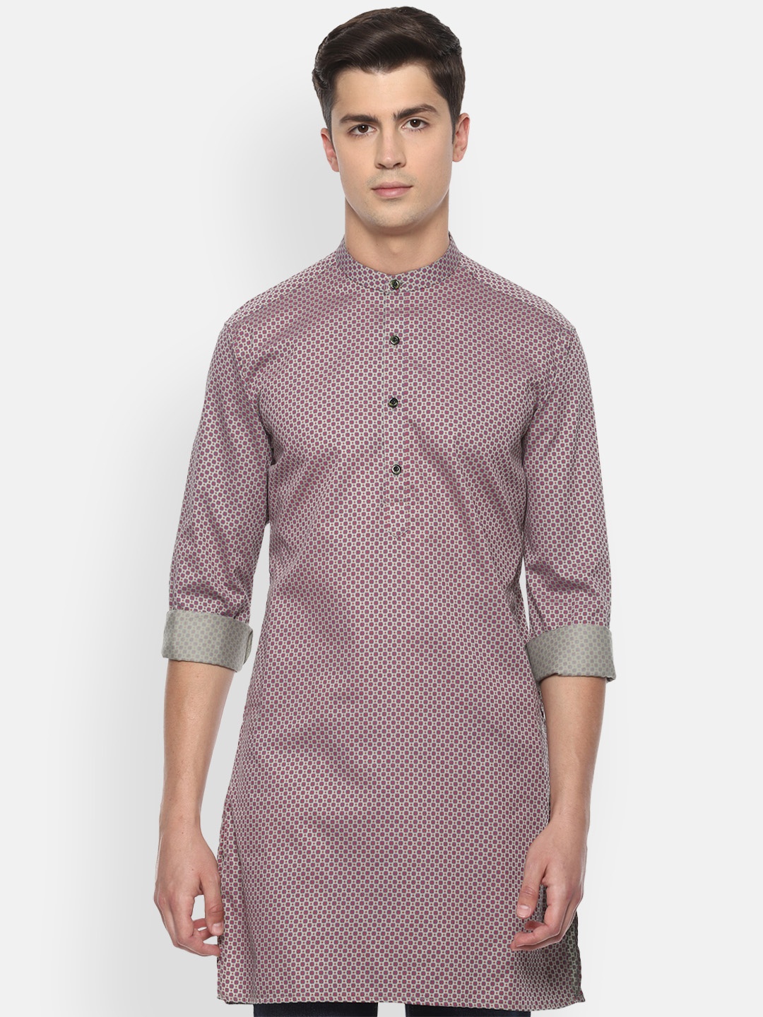 

V Dot Men Pink Slim Fit Printed Casual Shirt