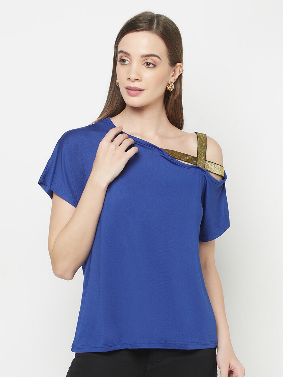 

iki chic Blue One Shoulder Regular Top