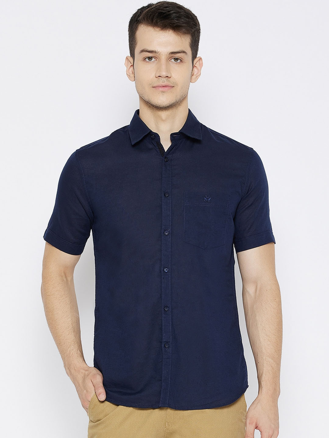 

Crimsoune Club Men Navy Blue Slim Fit Casual Shirt