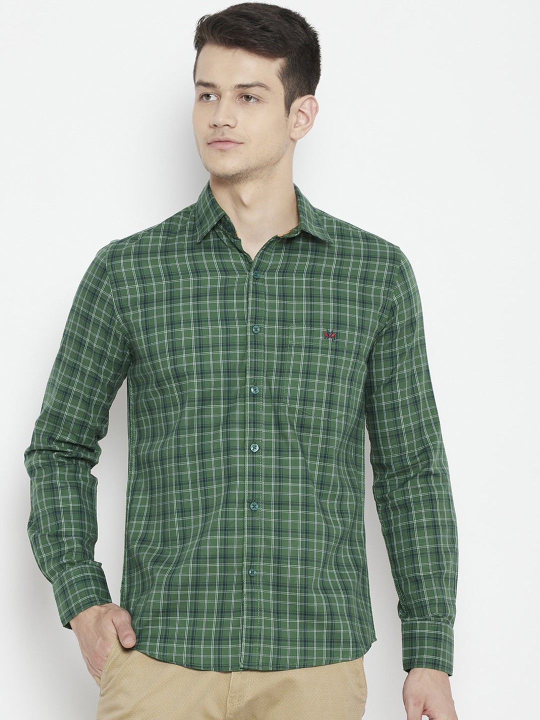

Crimsoune Club Men Green Slim Fit Tartan Checks Checked Casual Shirt