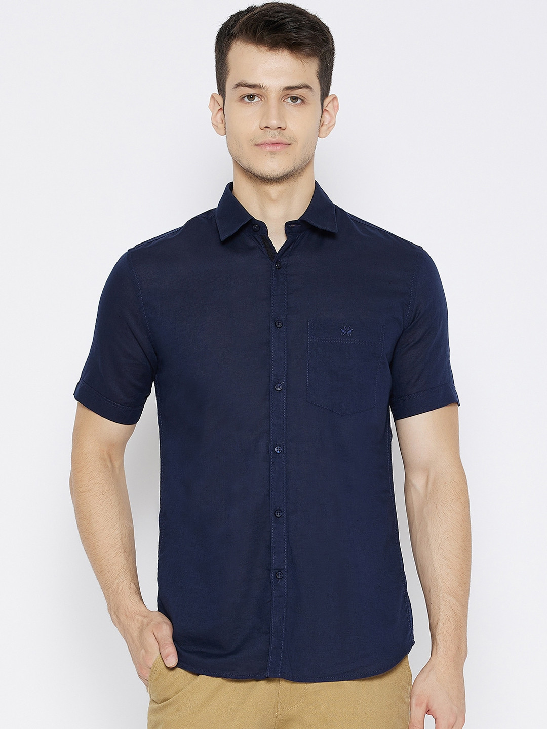 

Crimsoune Club Men Navy Blue Slim Fit Casual Shirt