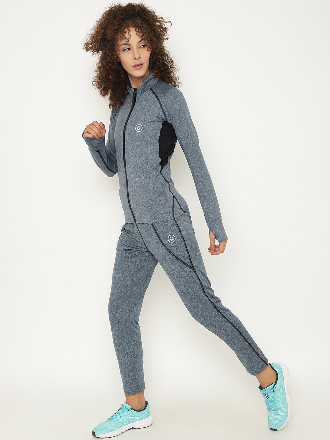 

Chkokko Women Blue & Black Sports Tracksuit