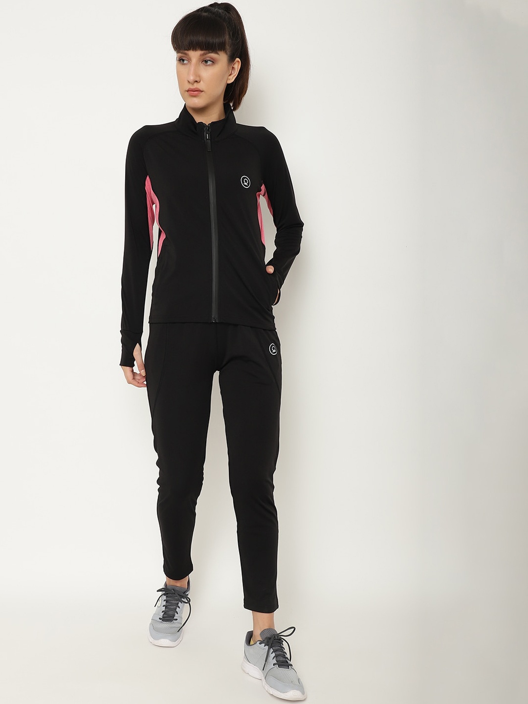 

Chkokko Women Black Solid Sports Tracksuit