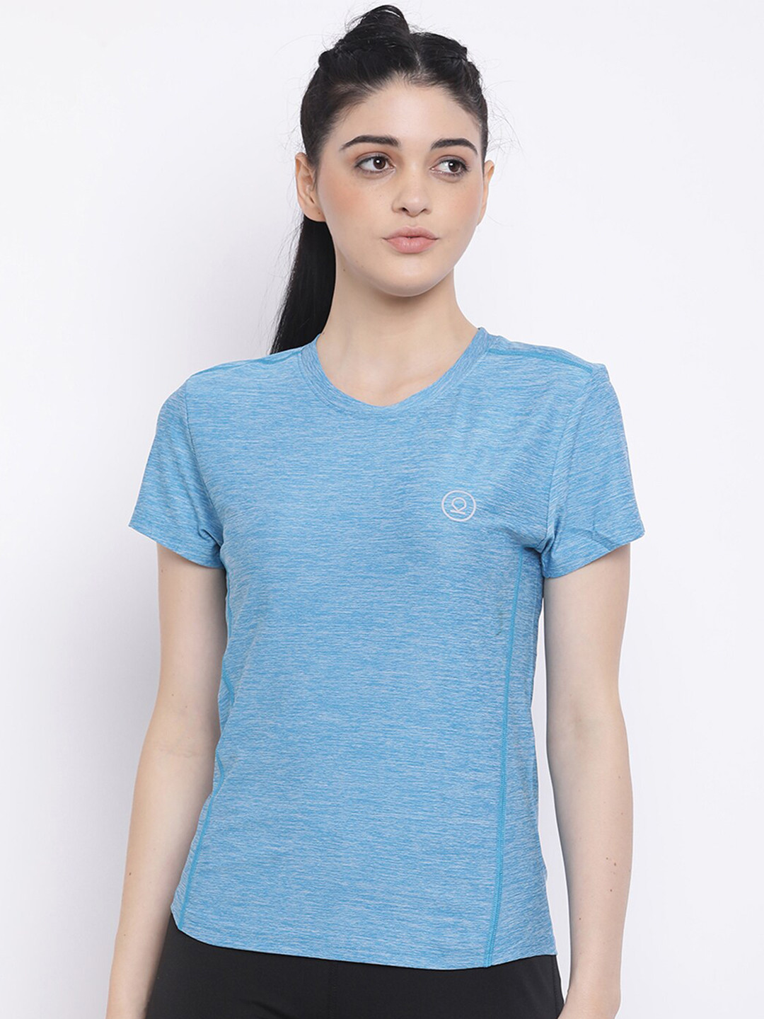 

CHKOKKO Women Blue V-Neck Gym T-shirt