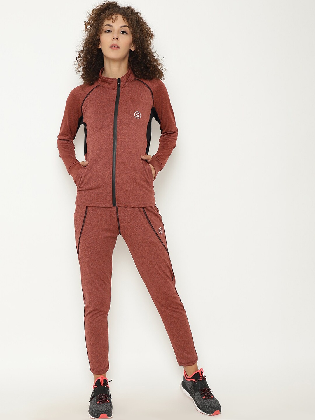 

CHKOKKO Women Brown Sports Tracksuit