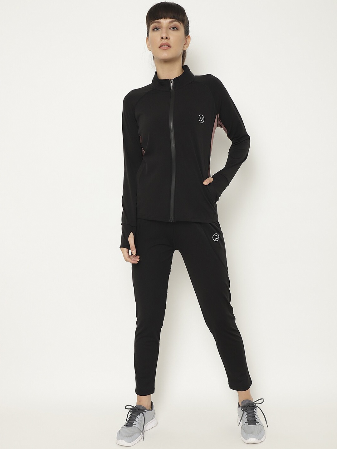 

Chkokko Women Black Solid Sports Tracksuit
