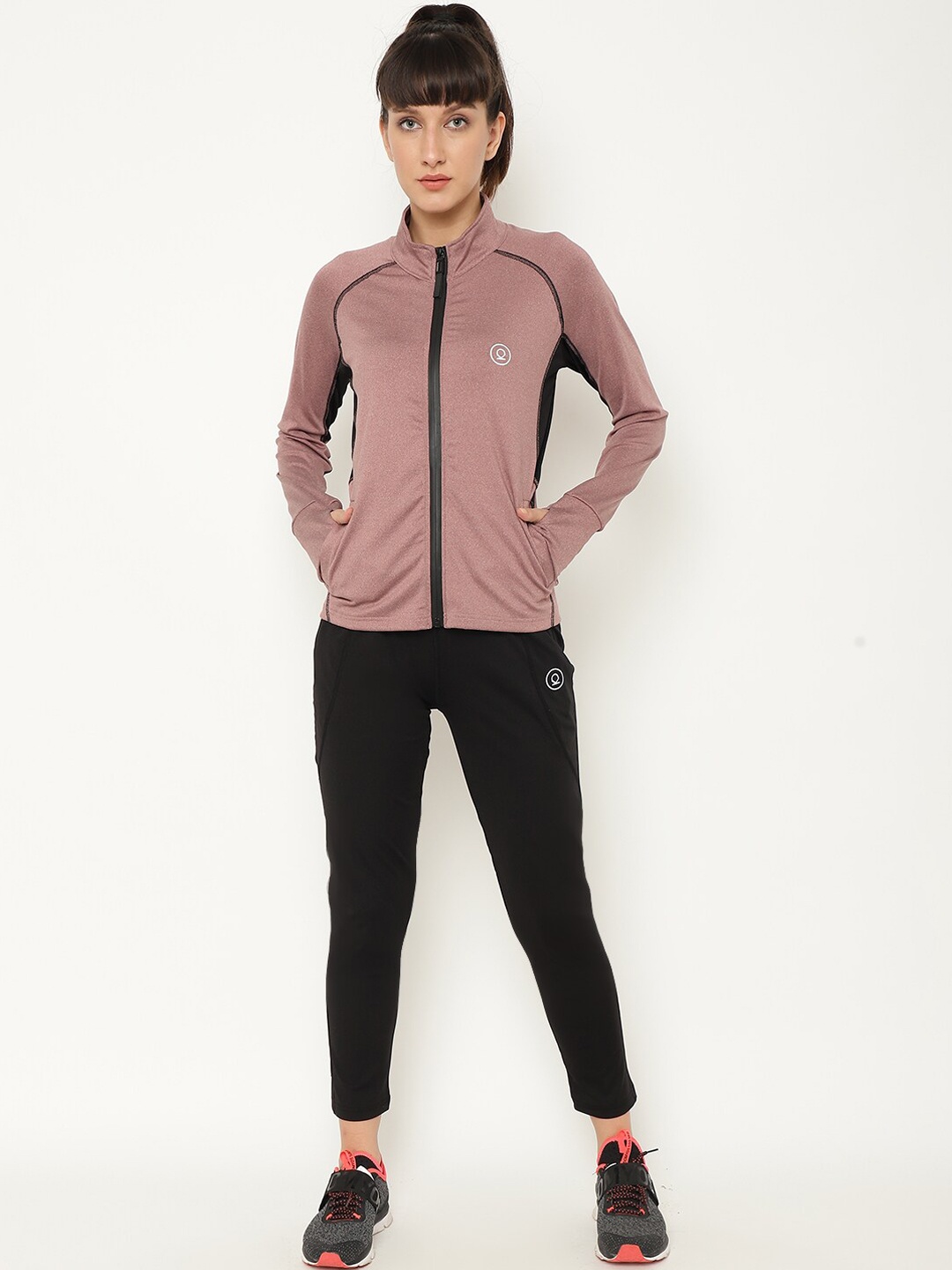 

CHKOKKO Women Maroon Sports Tracksuit