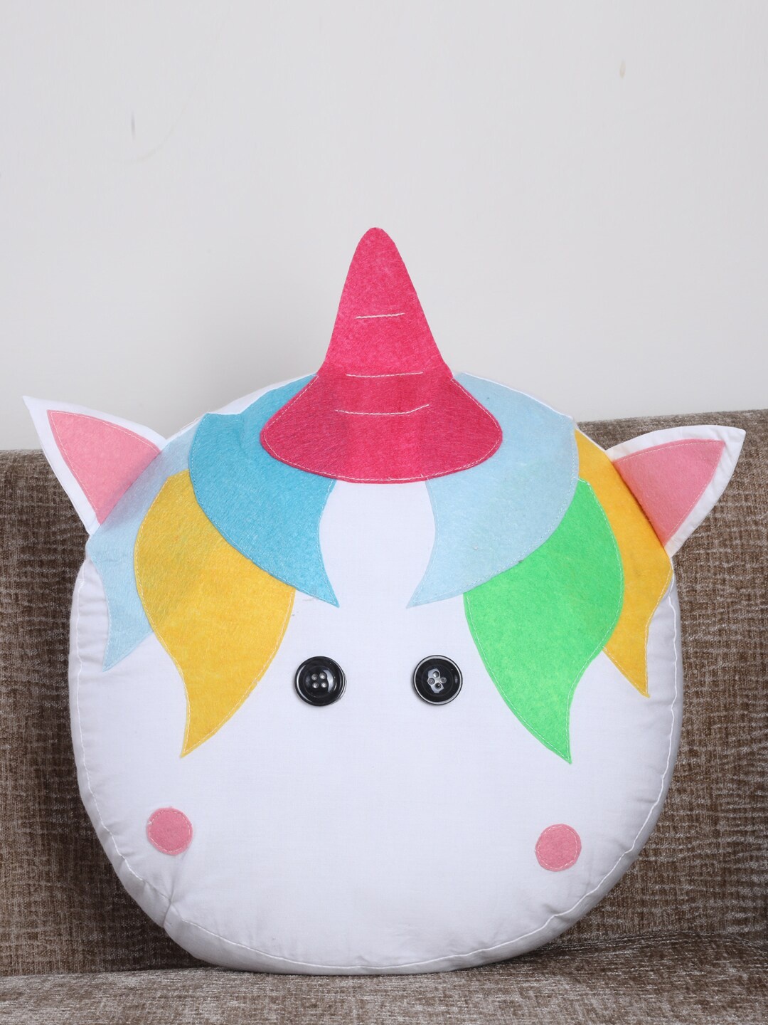 

YK White & Pink Unicorn Cotton Cushion