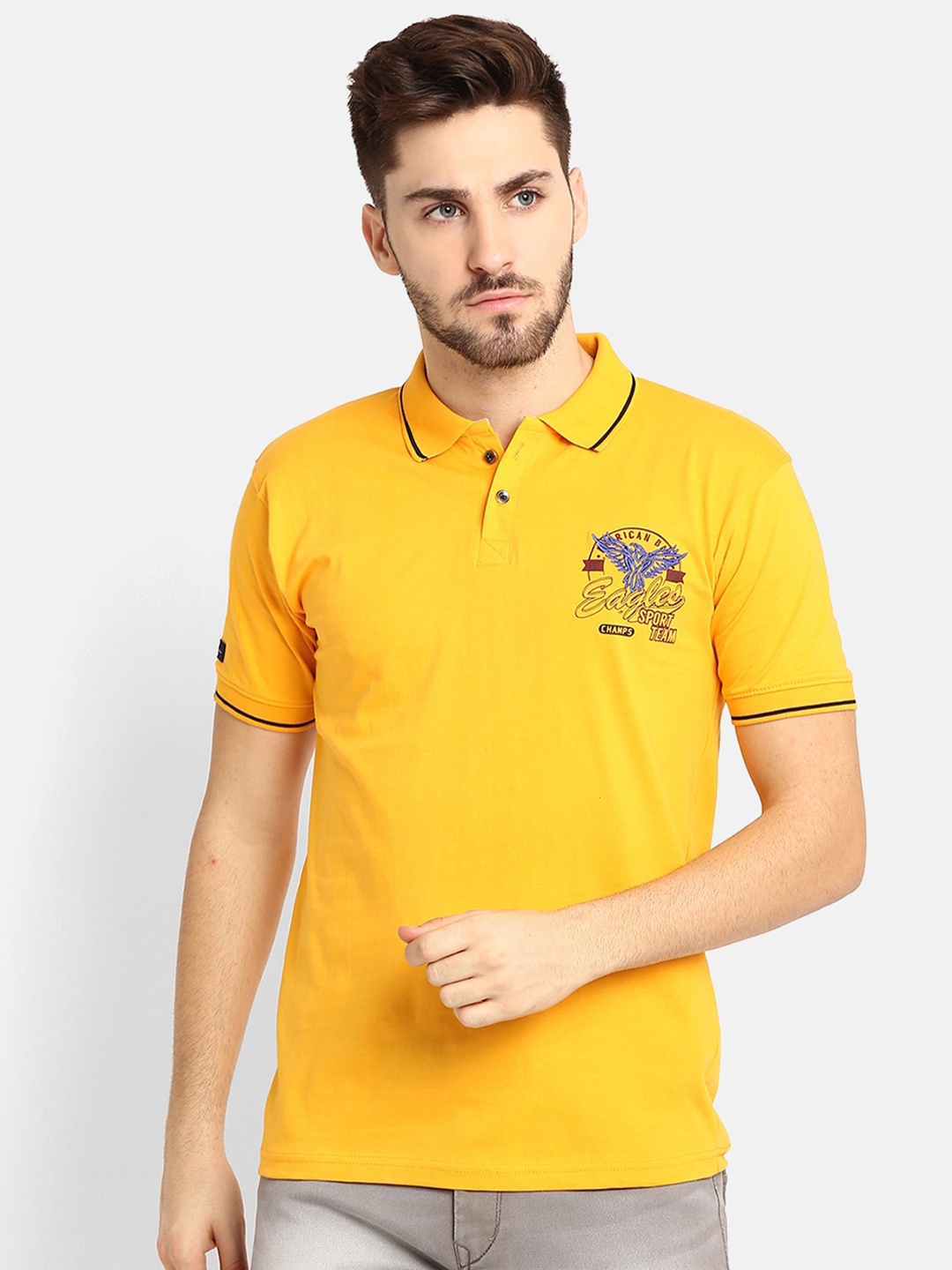 

V2 Value & Variety Men Yellow Polo Collar T-shirt