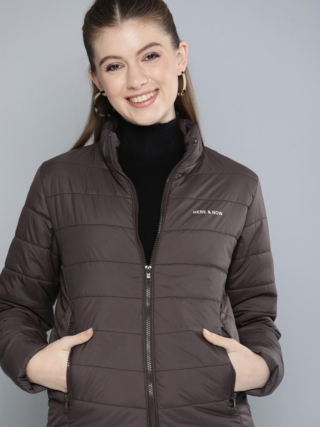 

HERE&NOW Women Brown Padded Jacket