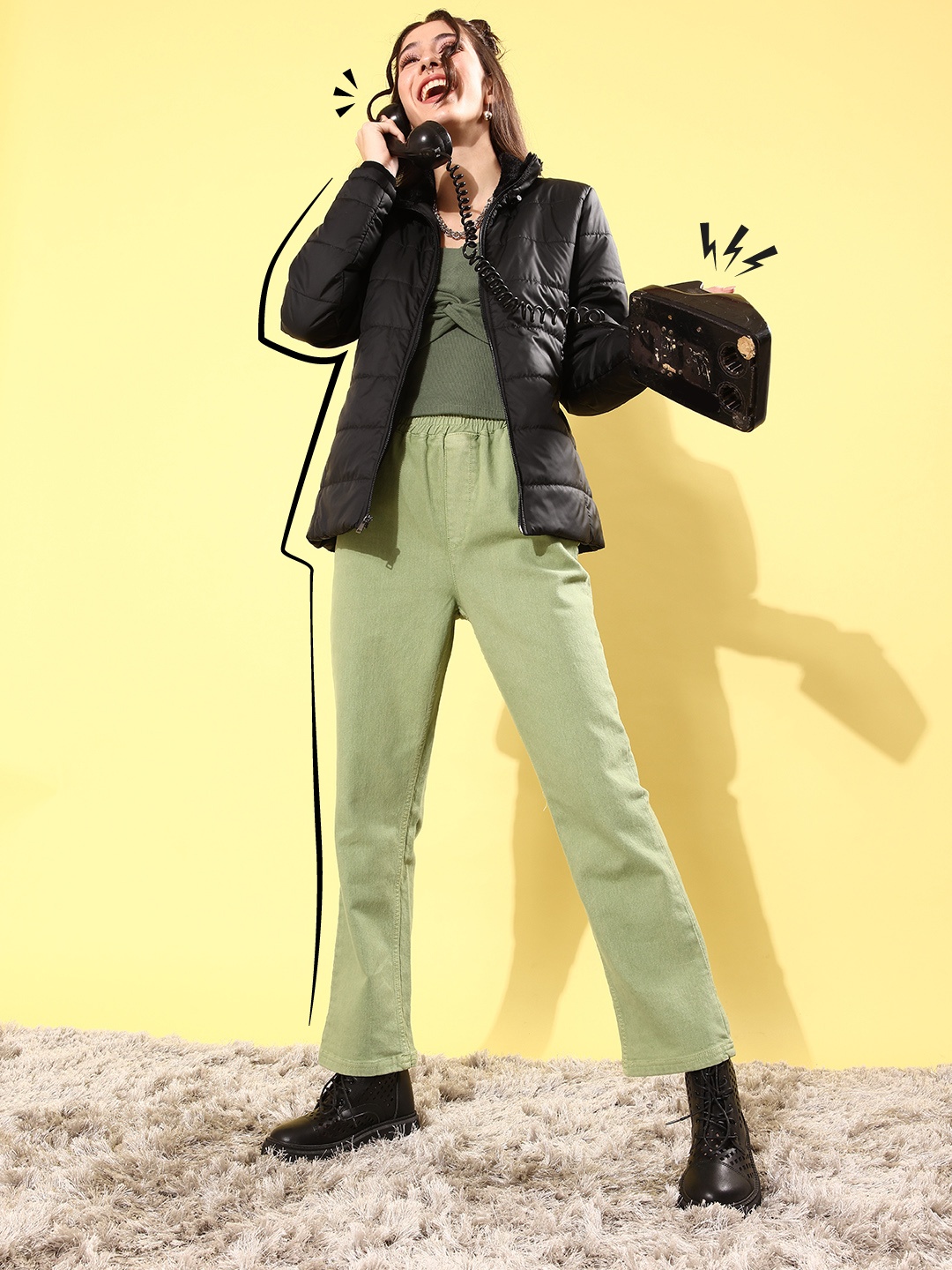 

HERE&NOW Women Black Solid Quilt In Comfort Jacket