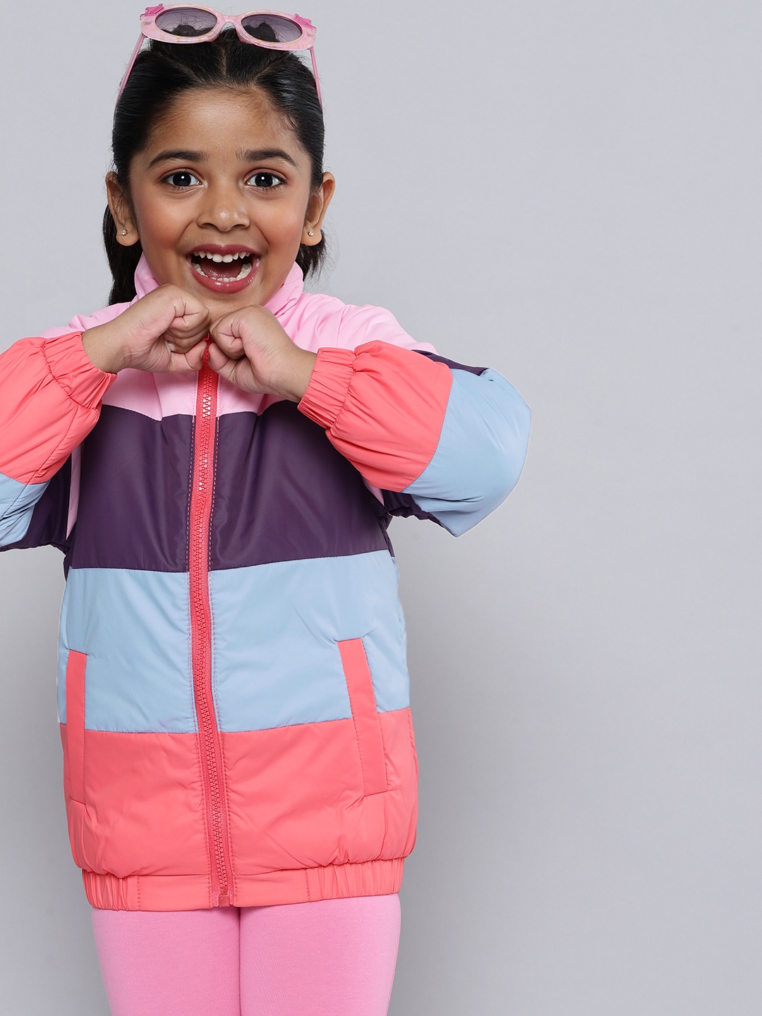 

HERE&NOW Girls Multicoloured Striped Padded Jacket, Multi