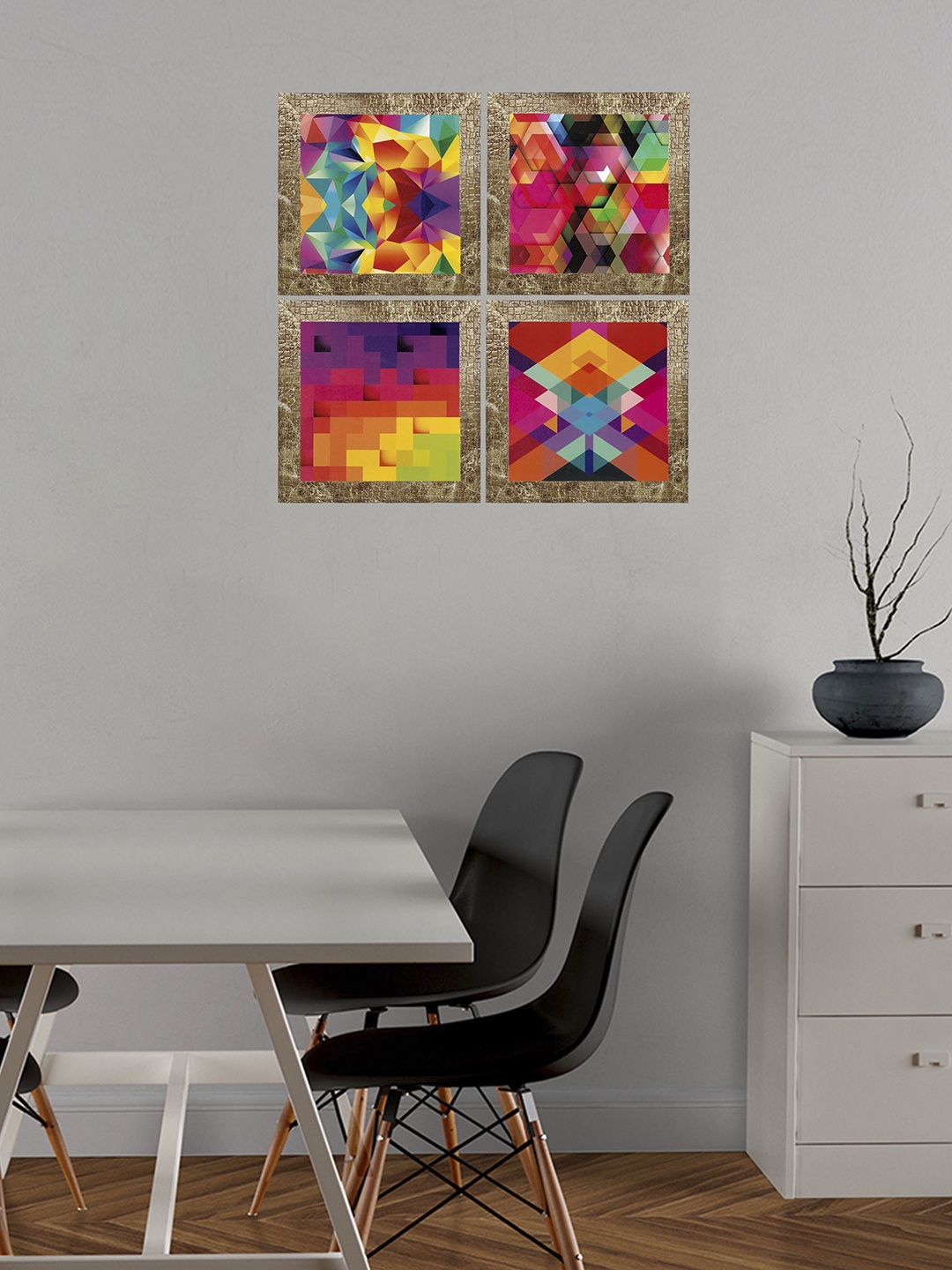 

Indianara Set Of 4 Red & Brown Abstract Printed Framed Wall Art