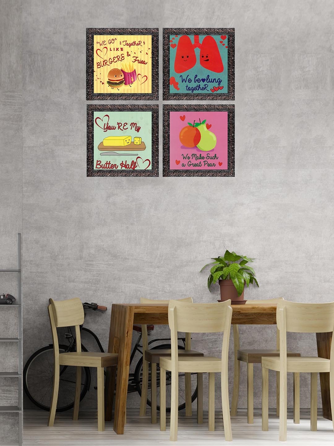 

Indianara Set Of 4 Yellow & Red Art Printed Framed Wall Art