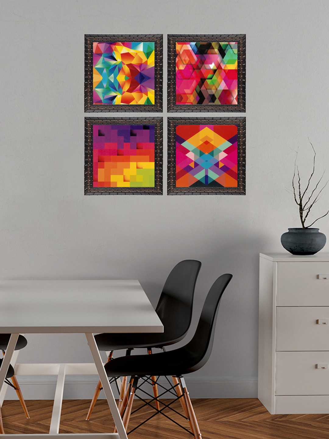 

Indianara Set of 4 Square Framed Art Prints without Glass, Pink