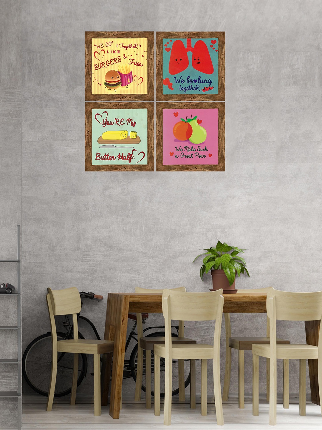 

Indianara Set Of 4 Printed Framed Wall Arts, Red