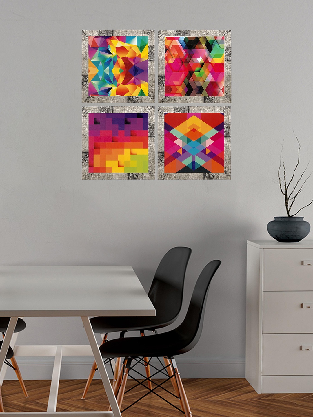 

Indianara Set Of 4 Printed Framed Wall Arts, Yellow