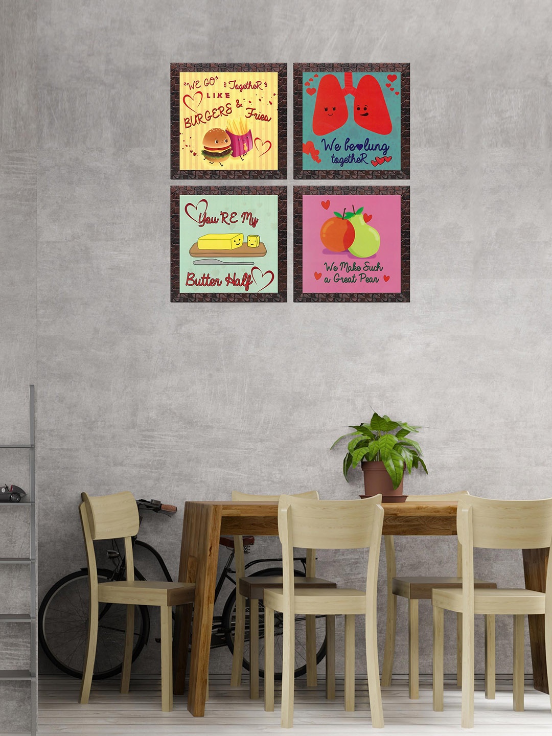 

Indianara Set Of 4 Framed Art Prints without Glass, Pink