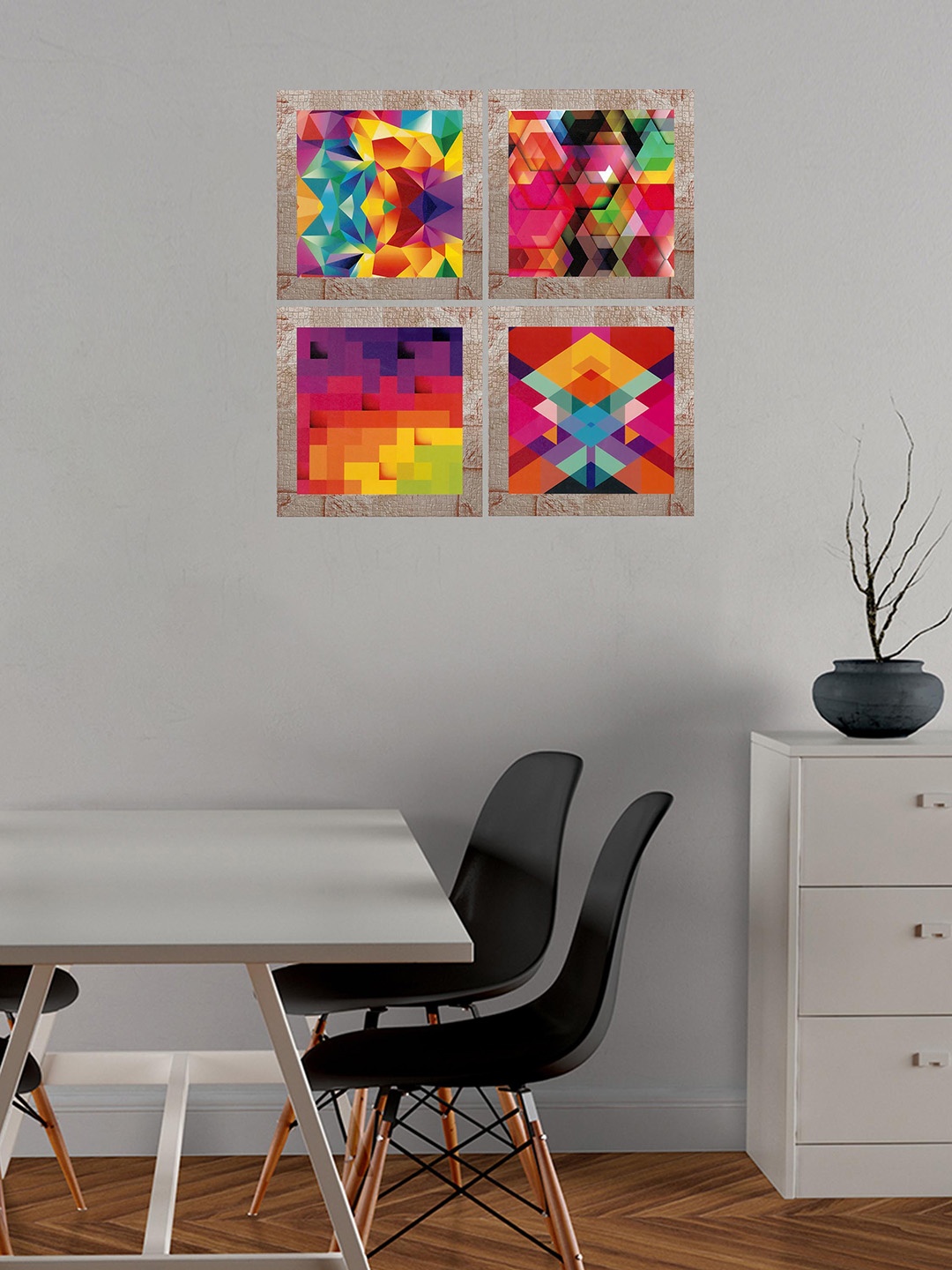 

Indianara Set Of 4 Printed Framed Wall Arts without Glass, Pink
