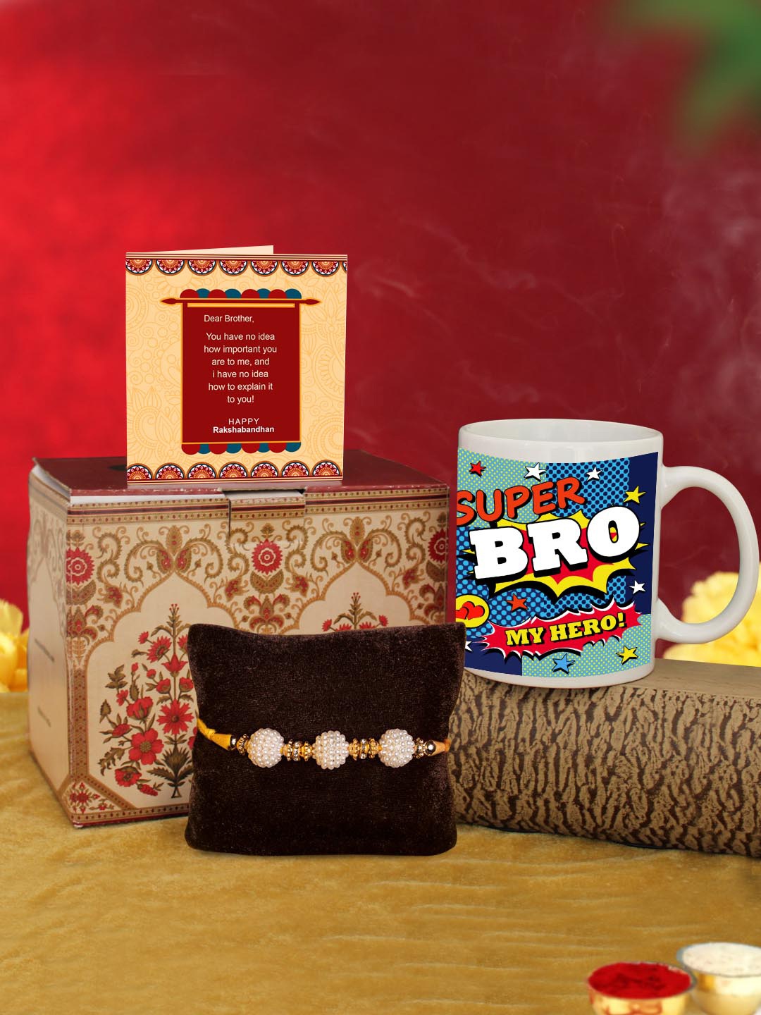 

TIED RIBBONS 4 Pcs Multicoloured Rakhi Gift Set, Multi