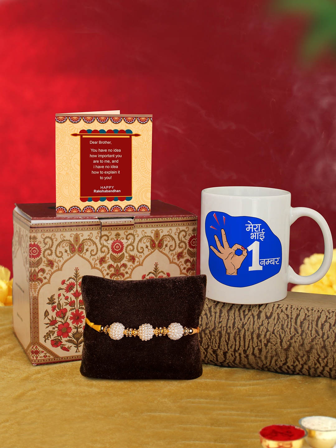 

TIED RIBBONS 4 Pcs Multicoloured Rakhi Gift Set, Multi
