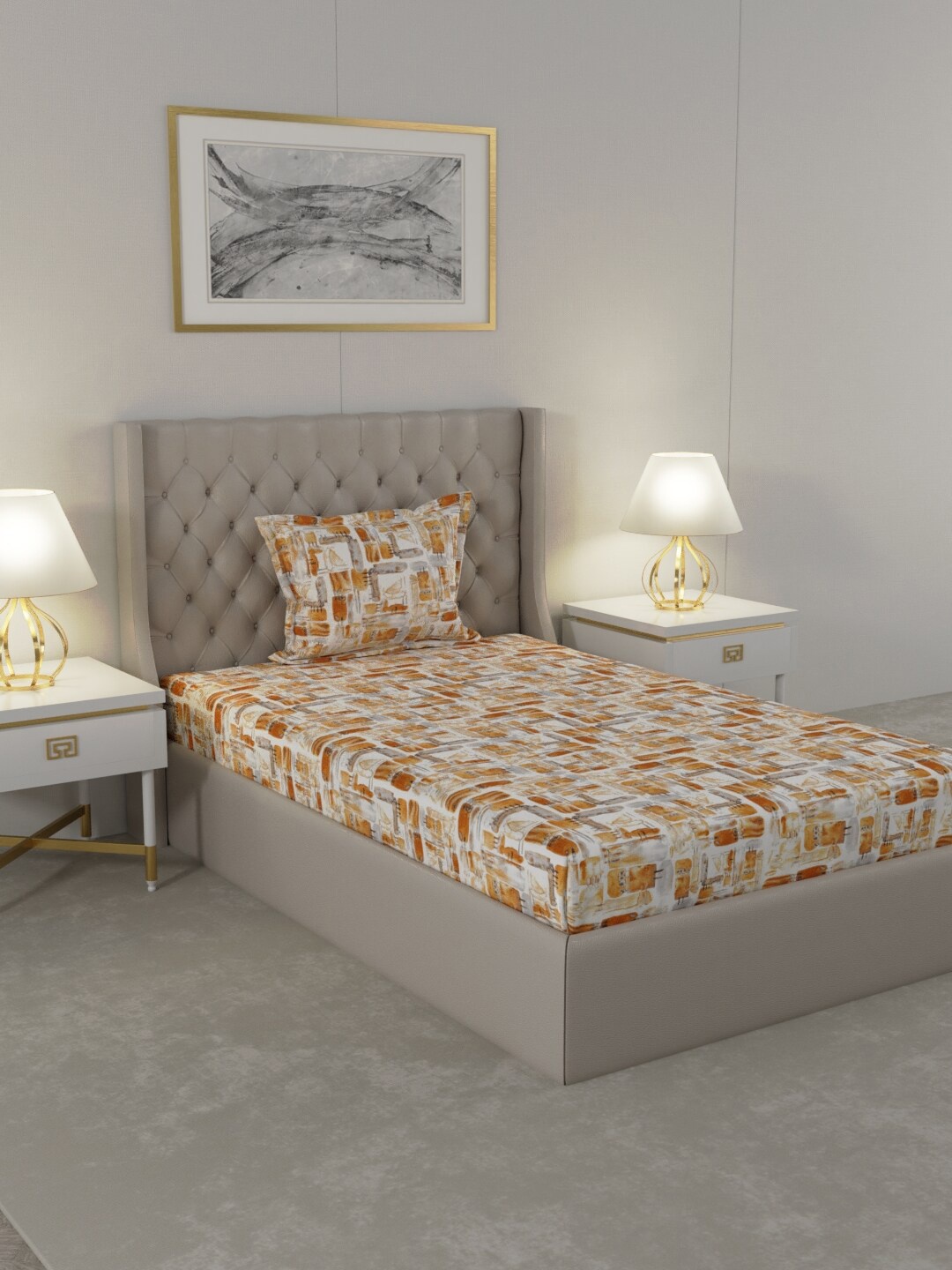 

Raymond Home White & Brown 104 TC Cotton Single Bedsheet with 1 Pillow Covers