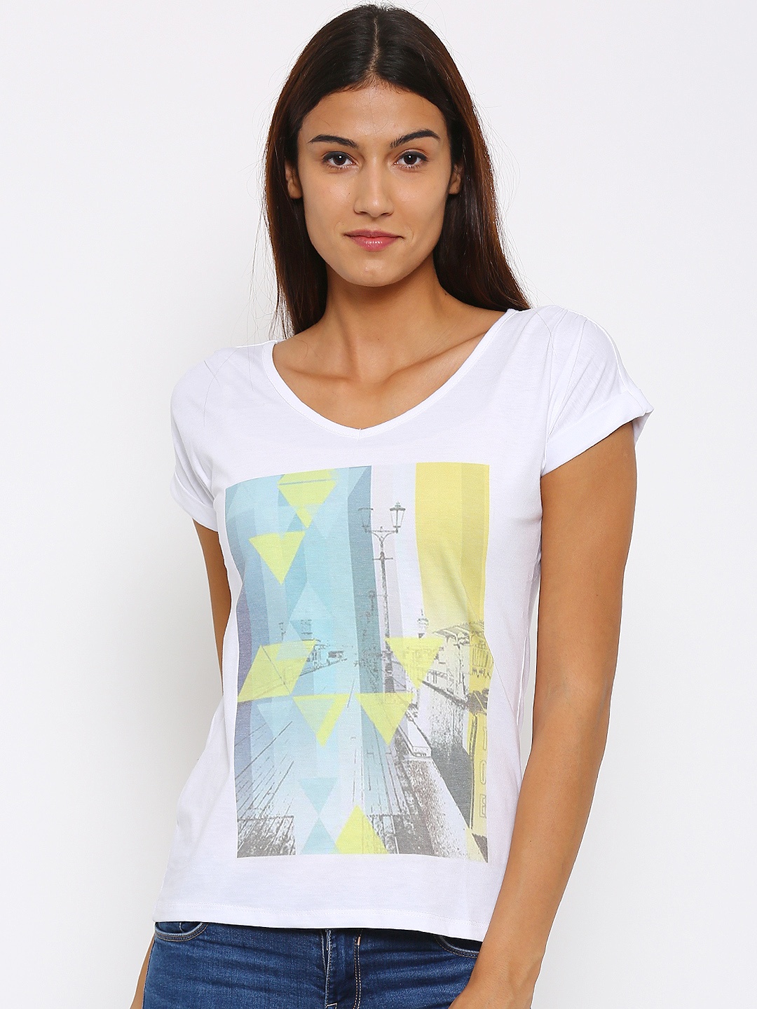 

Style Quotient Women White Printed Regular Top