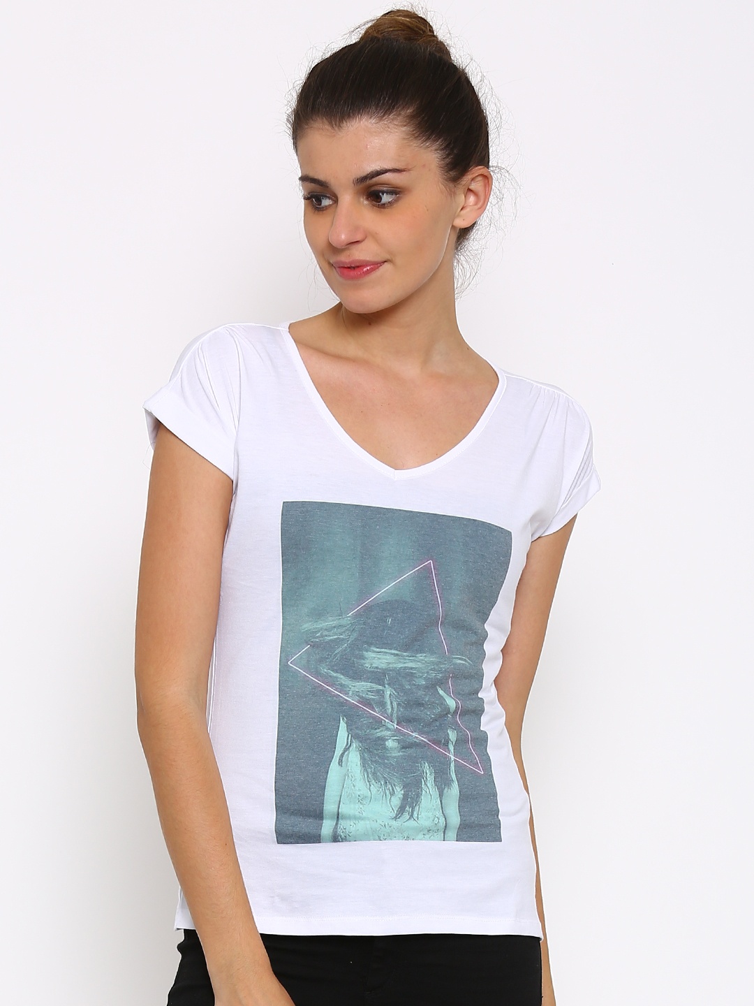 

Style Quotient Women White Printed Regular Top