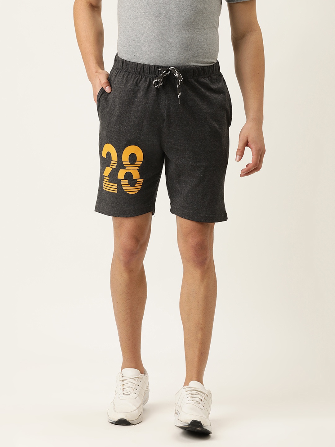 

Urban Dog Men Charcoal Grey Printed Regular Shorts