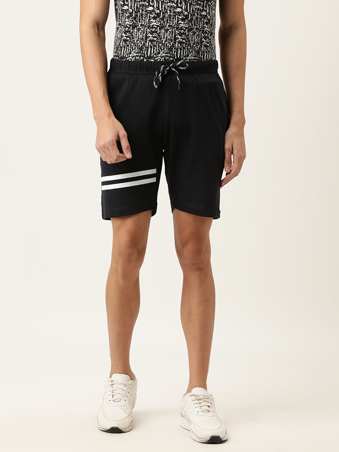 

Urban Dog Men Black Striped Regular Shorts