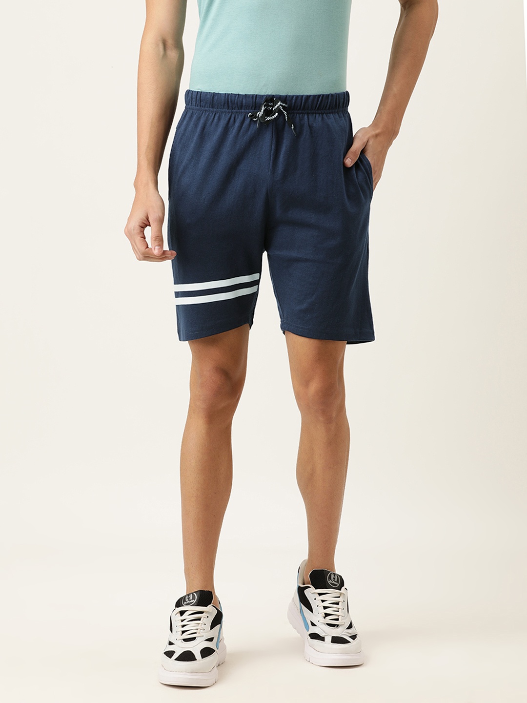 

Urban Dog Men Navy Blue Striped Regular Shorts