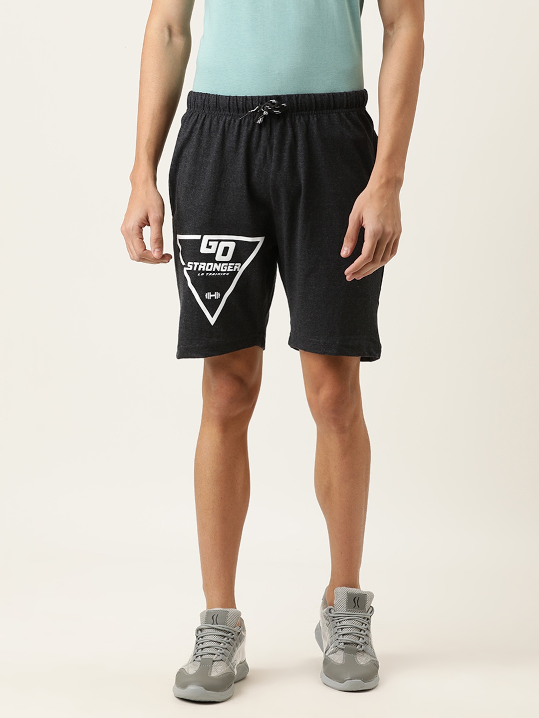 

Urban Dog Men Charcoal Typography Printed Regular Shorts