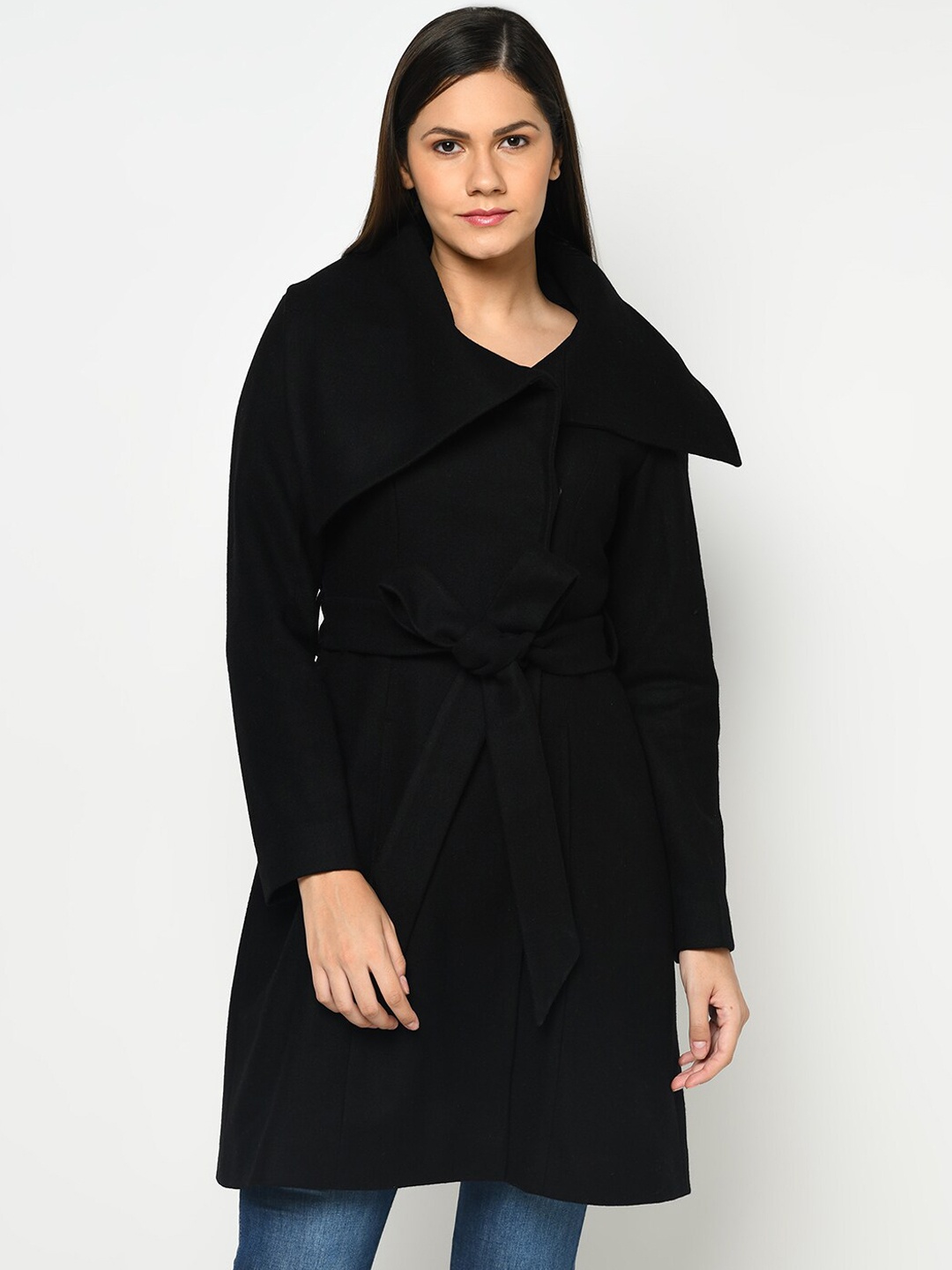

Owncraft Women Black Woolen Overcoat