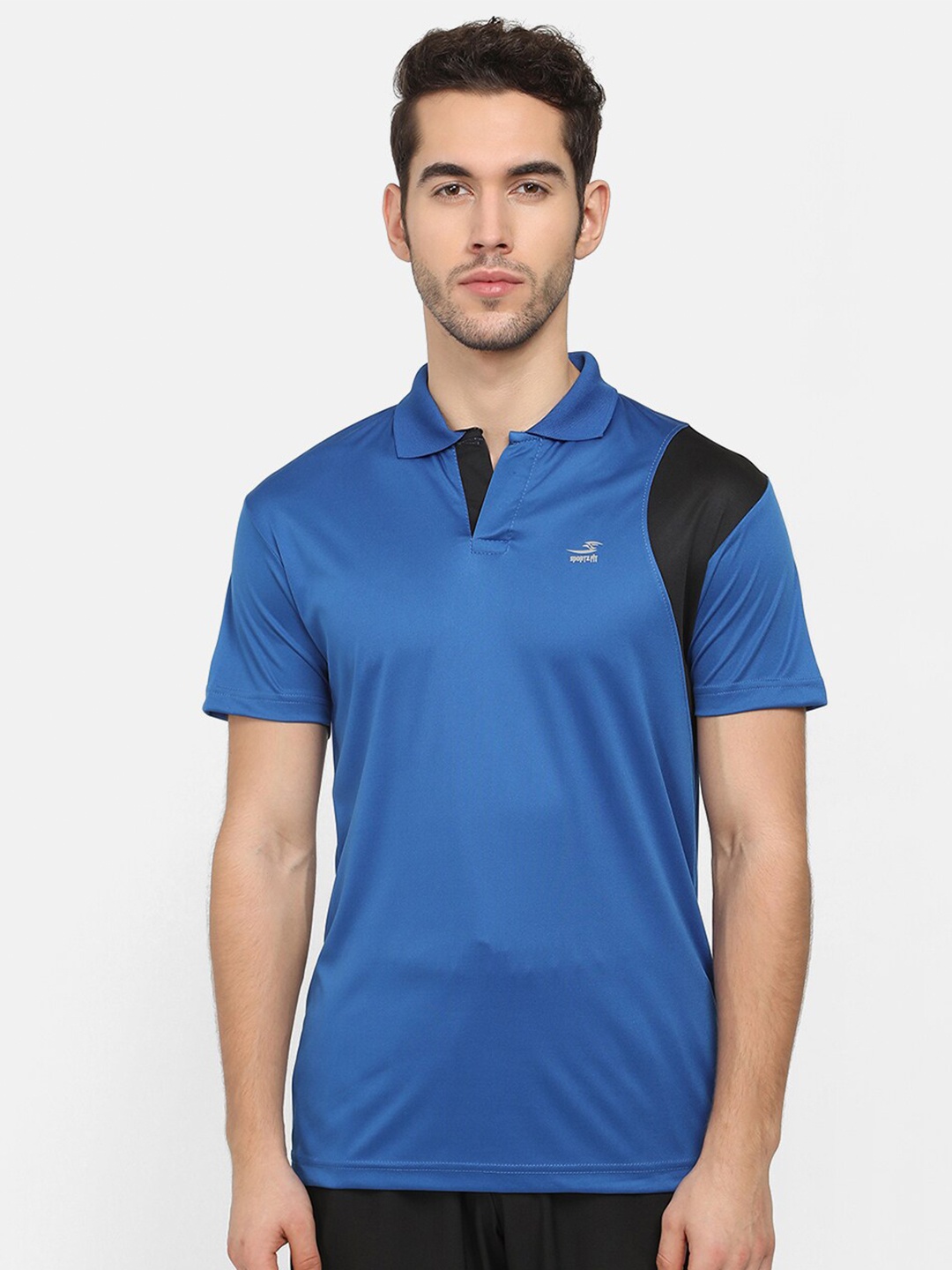 

V2 Value & Variety Men Blue & Black Polo Collar T-shirt