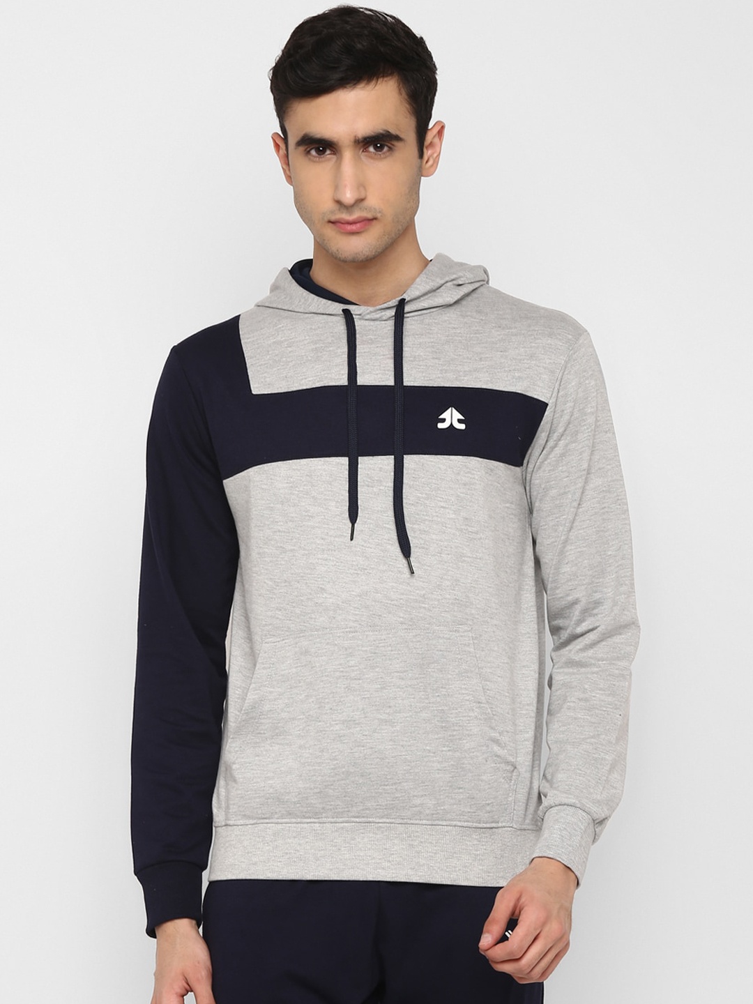 

OFF LIMITS Men Grey Melange and Black Colourblocked Sweatshirt