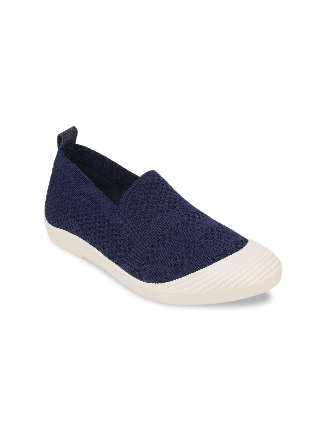 

Rocia Women Navy Blue Woven Designed Slip-On Sneakers