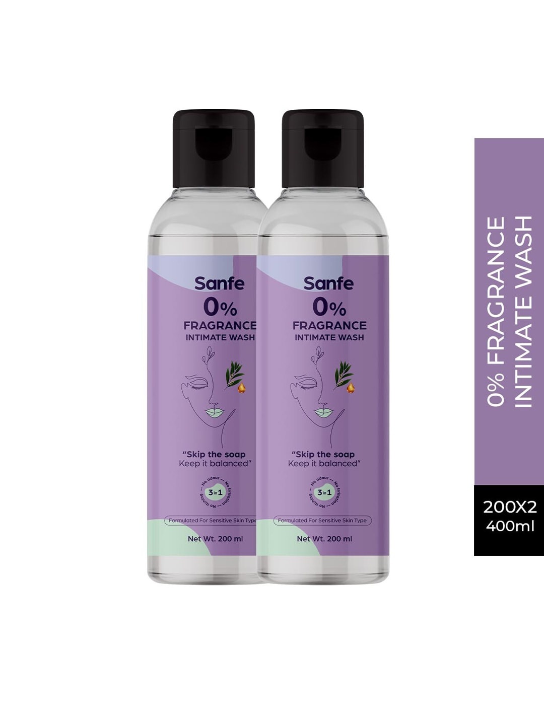 

Sanfe Set of 2 0% Fragrance 3 In1 Aloe Vera Vitamin E Intimate Wash - 200ml each, Coral