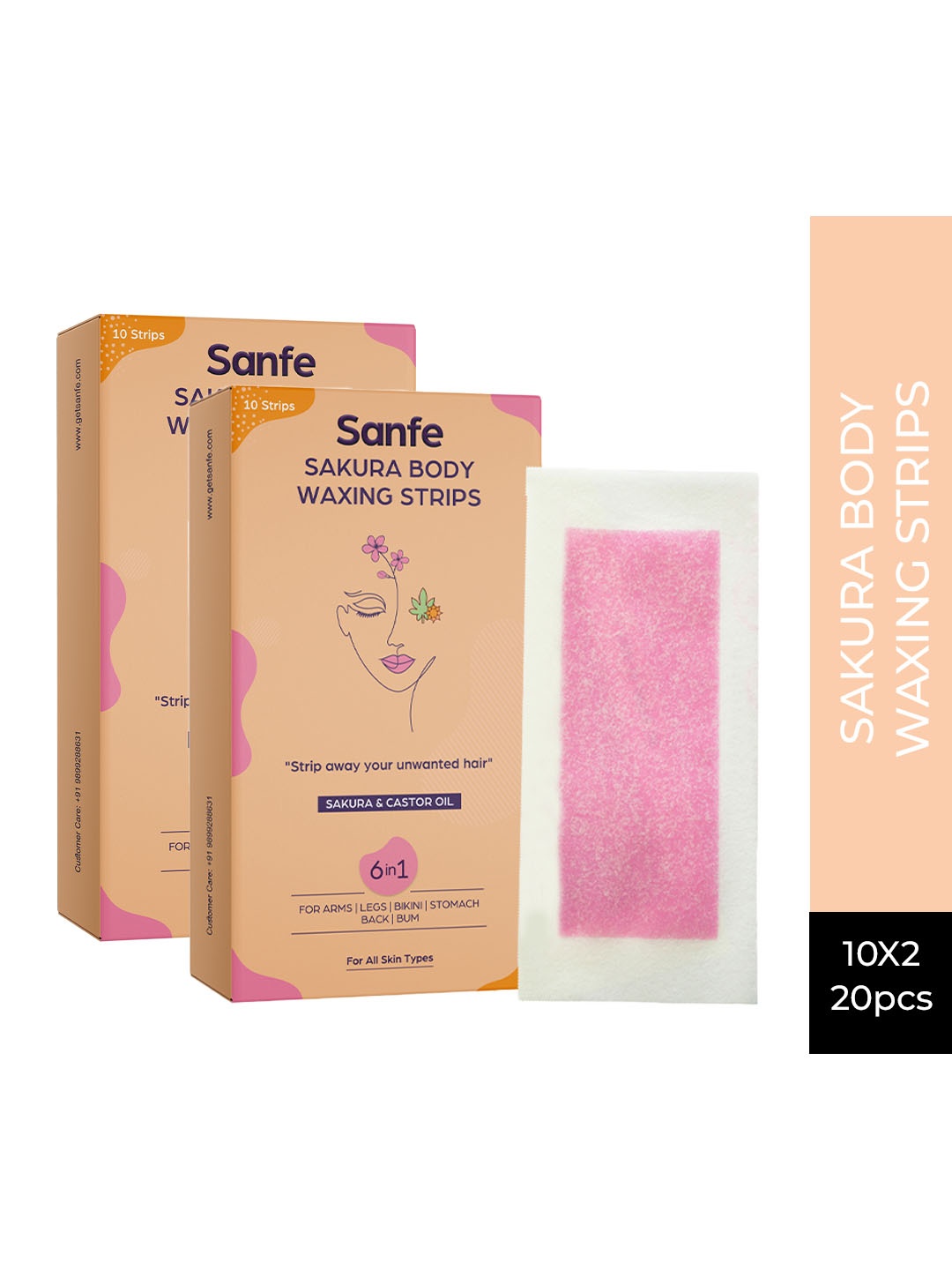 

Sanfe Sakura Pack of 2 Body Wax Strips-20 Pcs, Coral