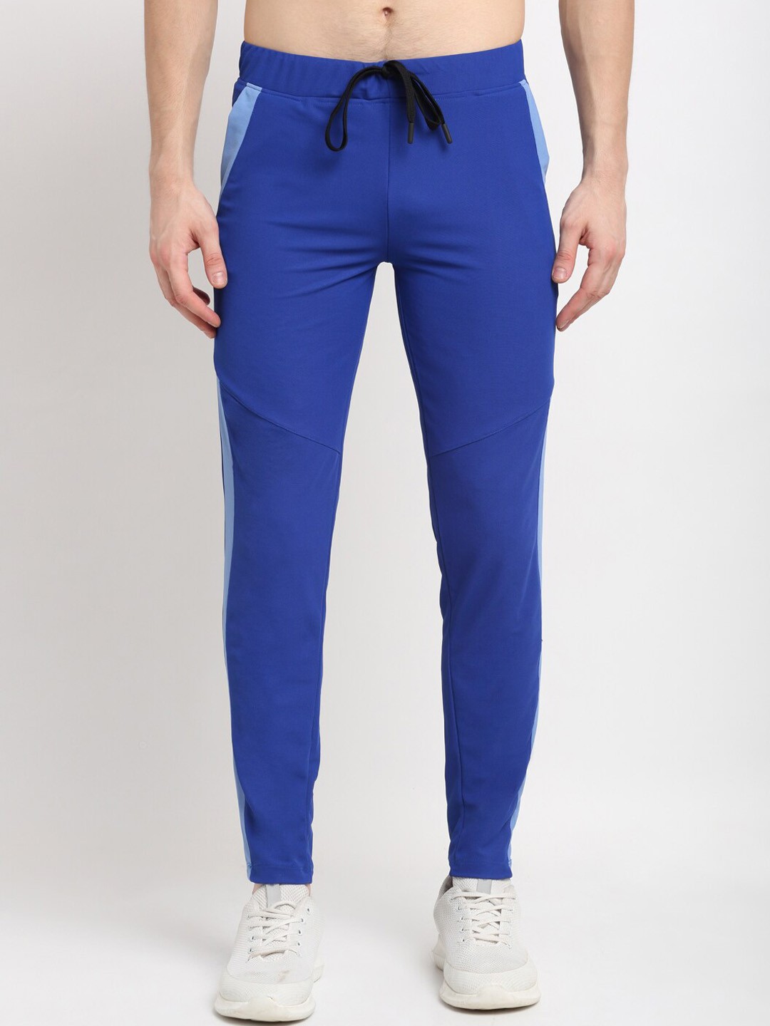 

NEUDIS Men Blue Solid Structured Slim-Fit Track Pants