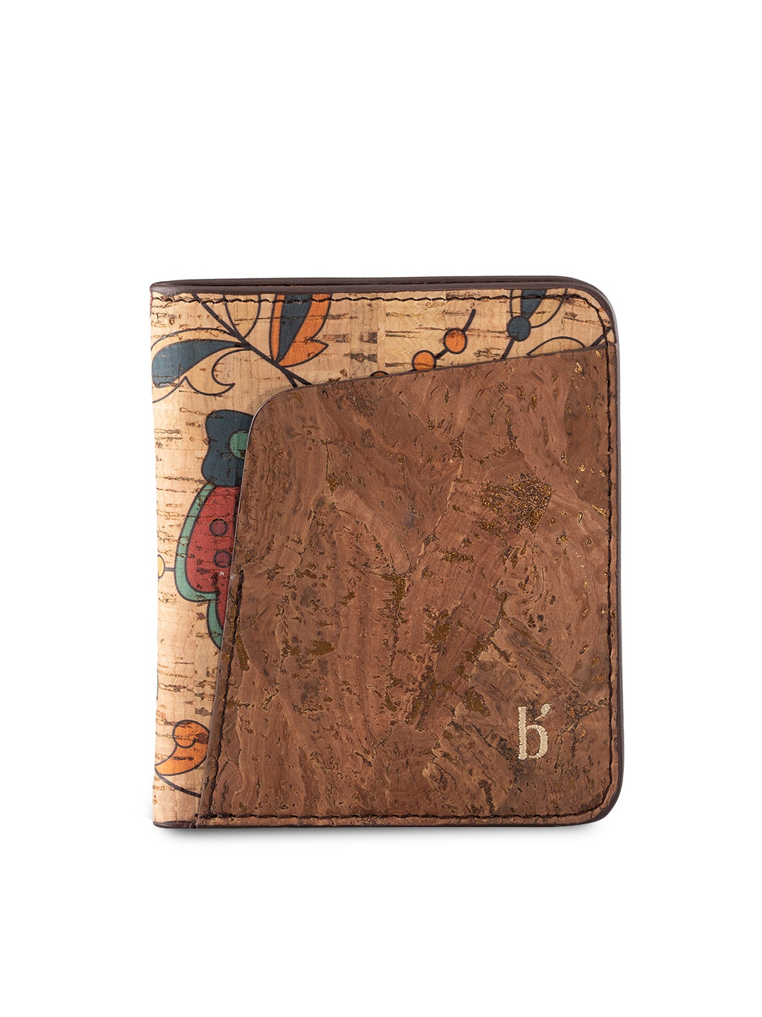 

Beej Women Brown Floral Printed Cork Two Fold Sustainable Wallet