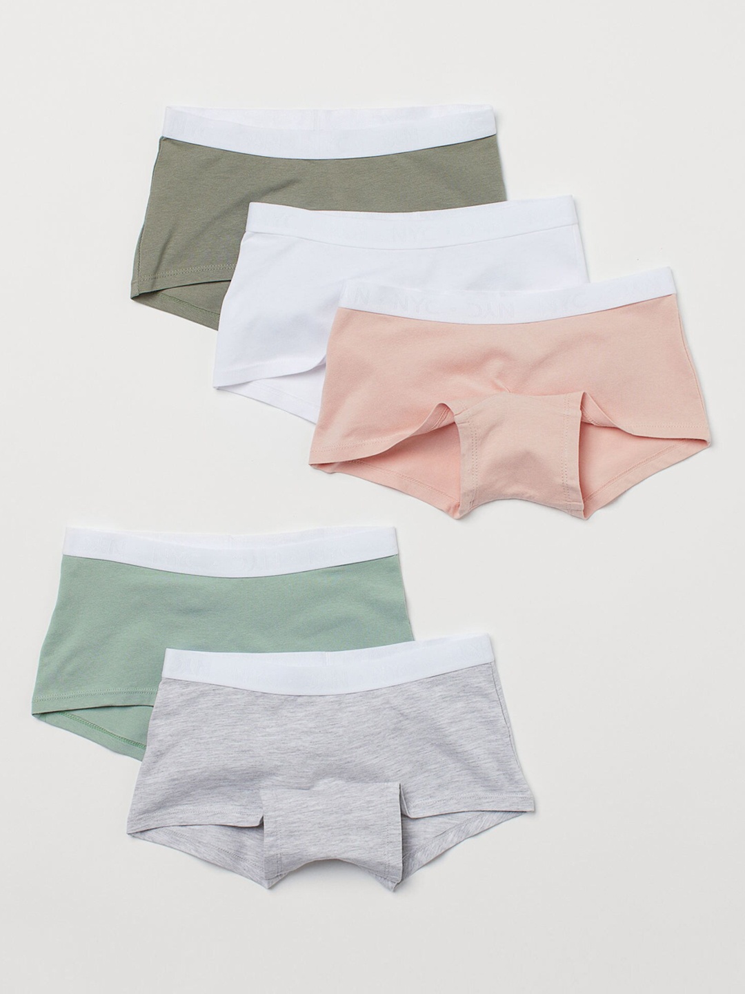 

H&M Girls Pack Of 5 Printed Cotton Boxer Briefs 0561307053, White