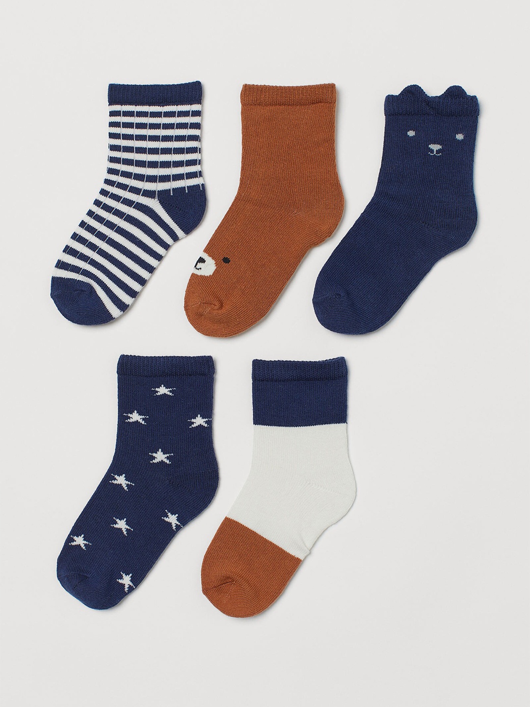

H&M Girls Blue Printed Pack Of 5 Socks