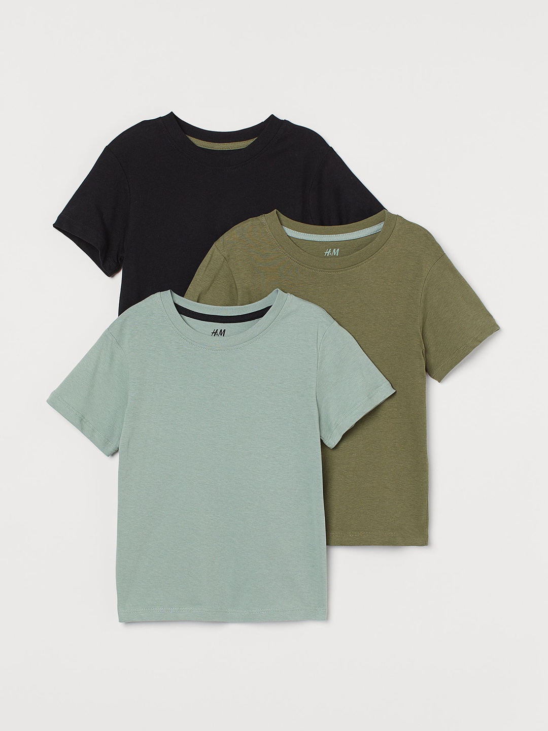 

HM Boys Pack Of 3 Solid Cotton Pure Cotton T-shirts, Black