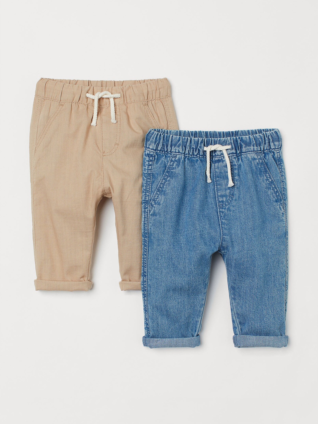 

H&M Boys Pack Of 2 Pure Cotton Trousers, Blue