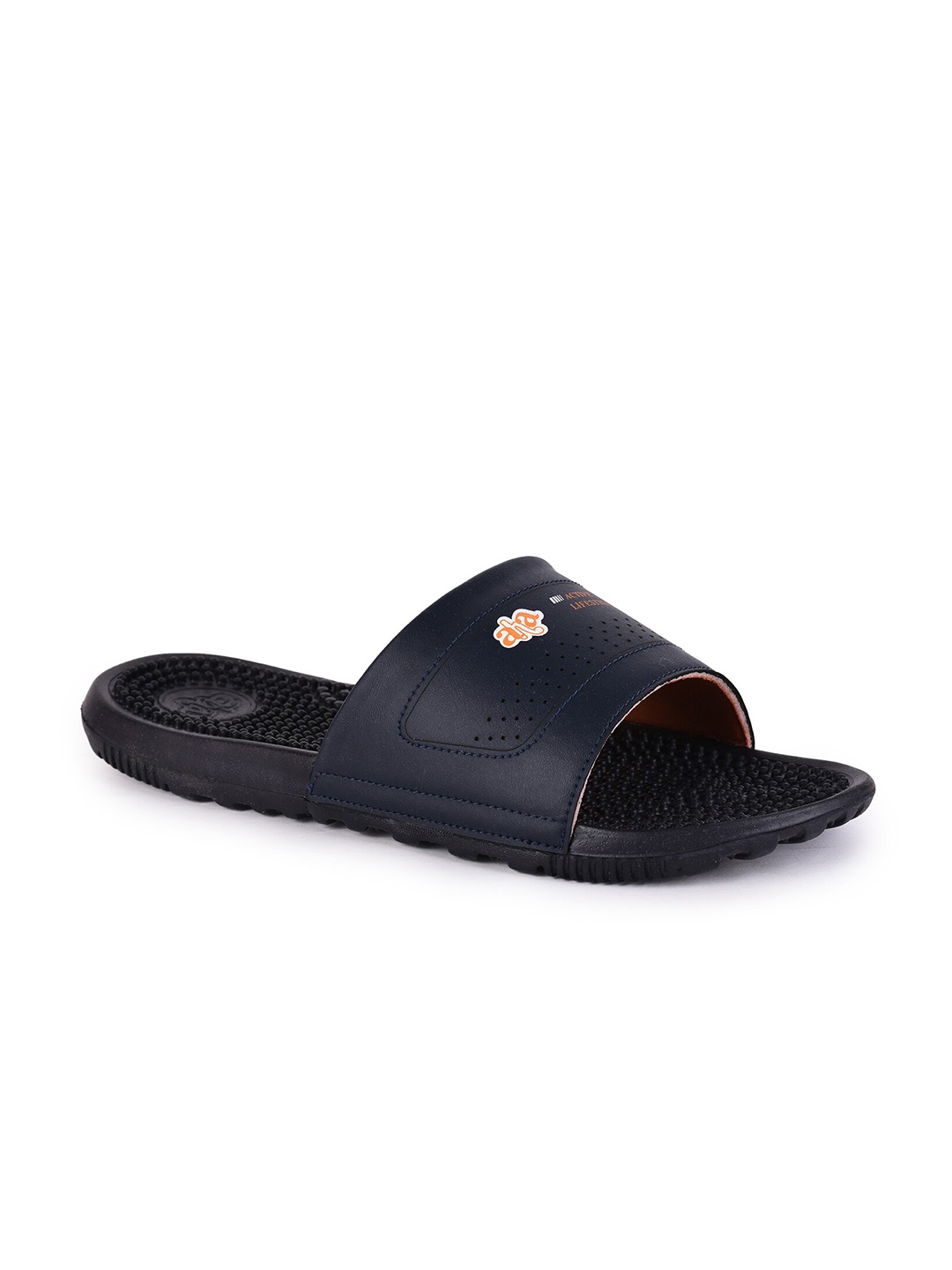 

Liberty Men Navy Blue & Black Printed Rubber Sliders