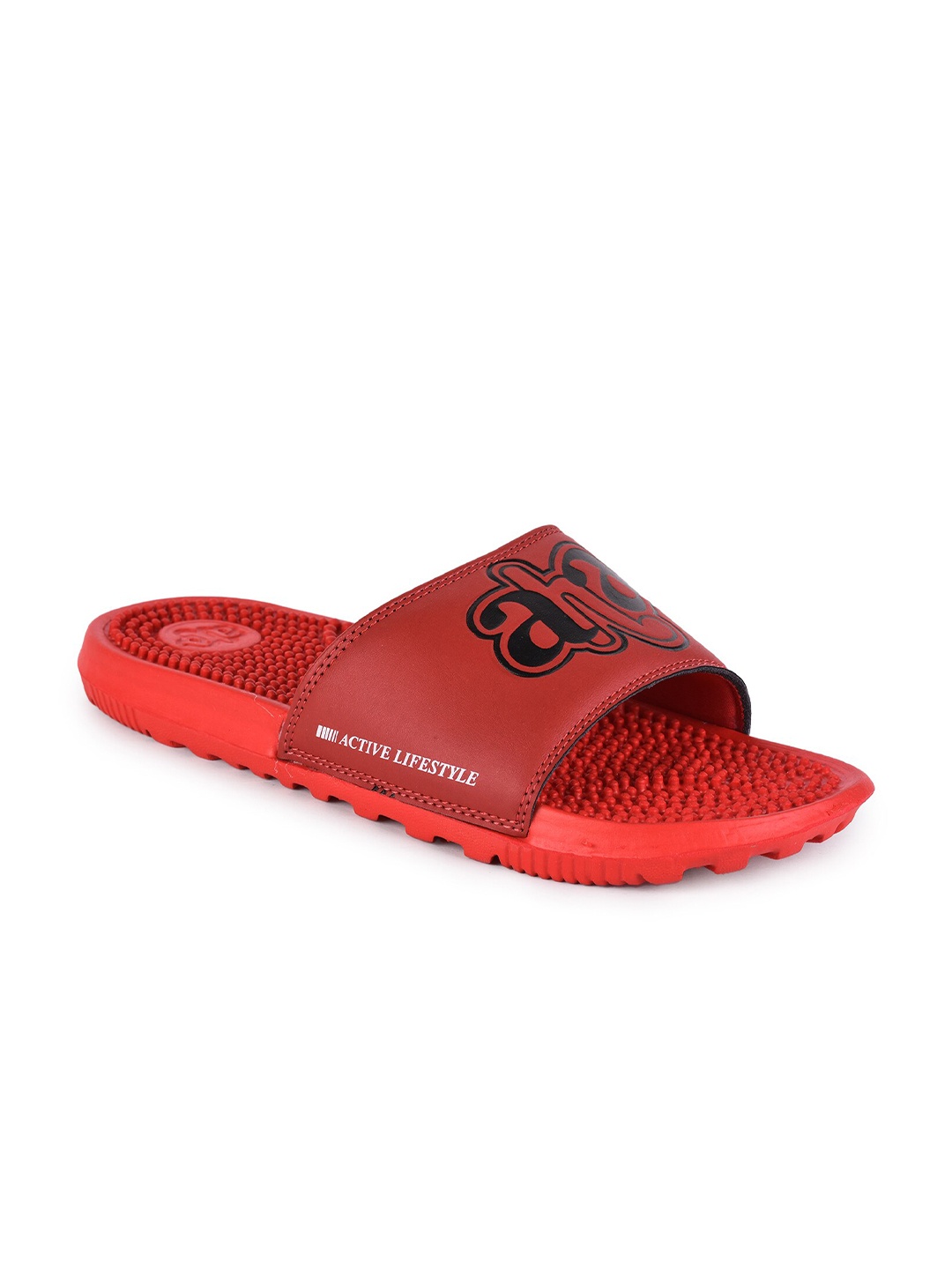 

Liberty Men Red & Black Printed Rubber Slip-On